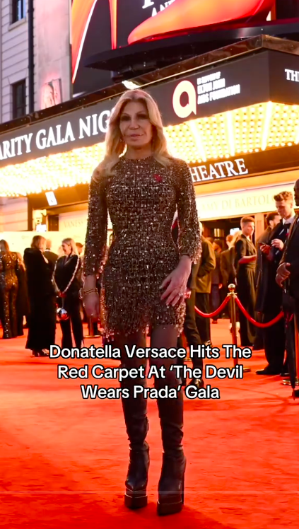 Donatella Versace posing for the cameras at the musical premiere, posted on December 2, 2024 | Source: TikTok/britishvogue