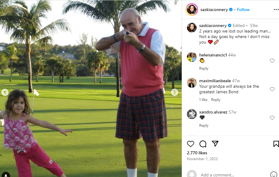 Sean Connery and his granddaughter on the golf course | Source: Instagram/saskiaconnery