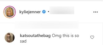 El comentario de un fan debajo de una imagen publicada por Kylie Jenner en Instagram | Foto: Instagram / kyliejenner