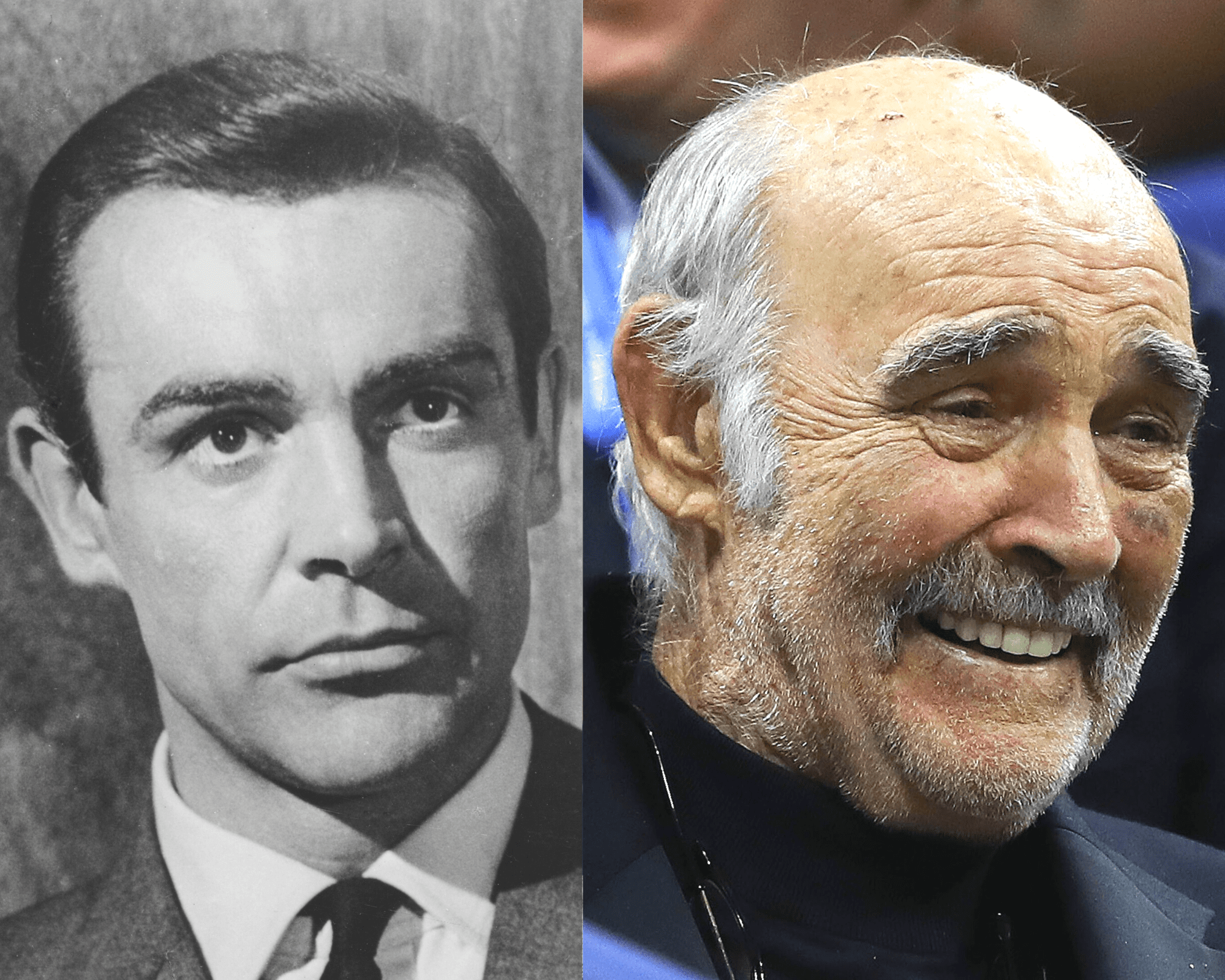 Scottish actor Sean Connery in the 1960s | Sean Connery at the Us Open on August 29, 2017 in New York City | Getty Images 