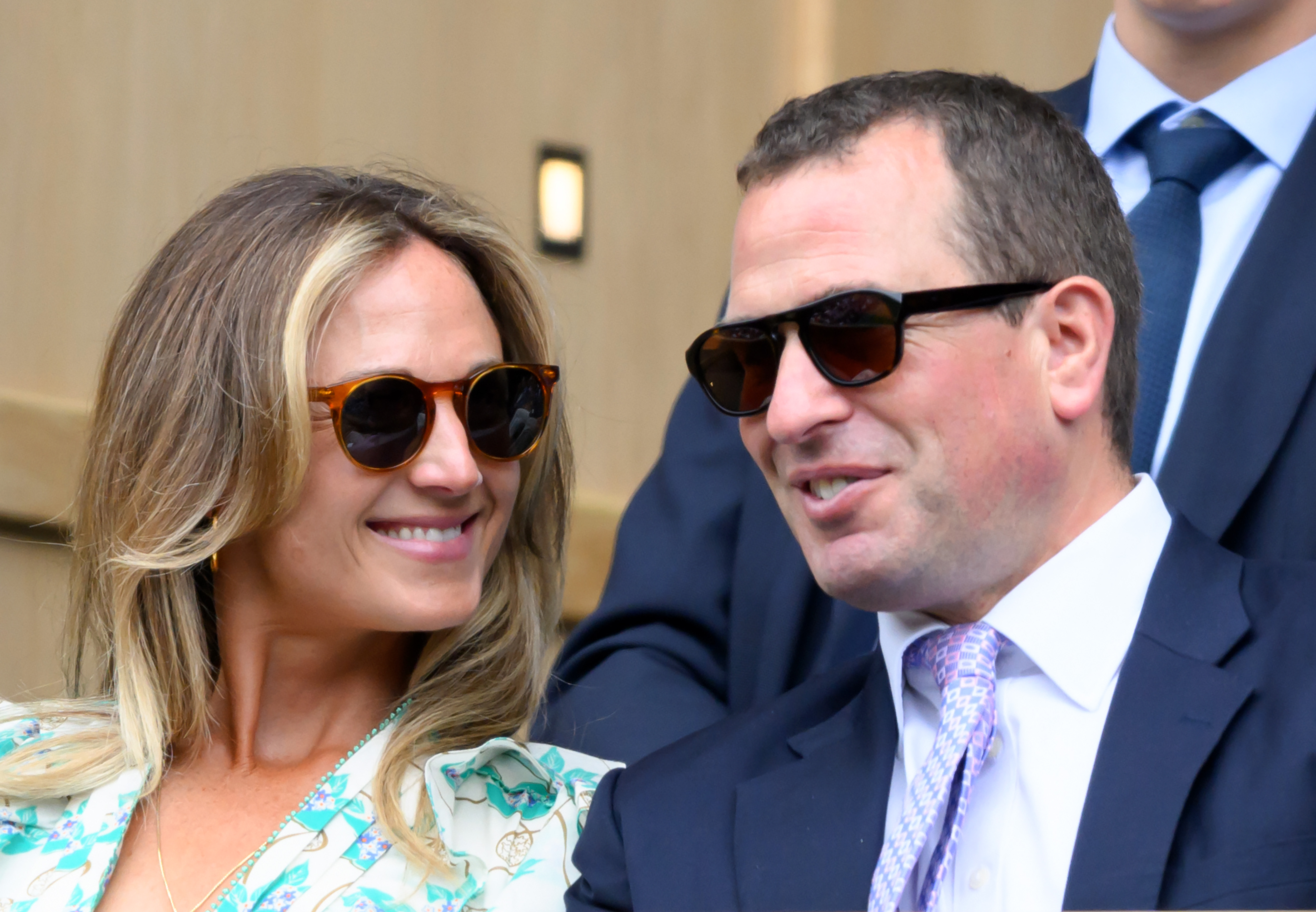 Harriet Sperling and Peter Phillips at day ten of the Wimbledon Tennis Championships at the All England Lawn Tennis and Croquet Club on July 10, 2024 in London, England | Source: Getty Images