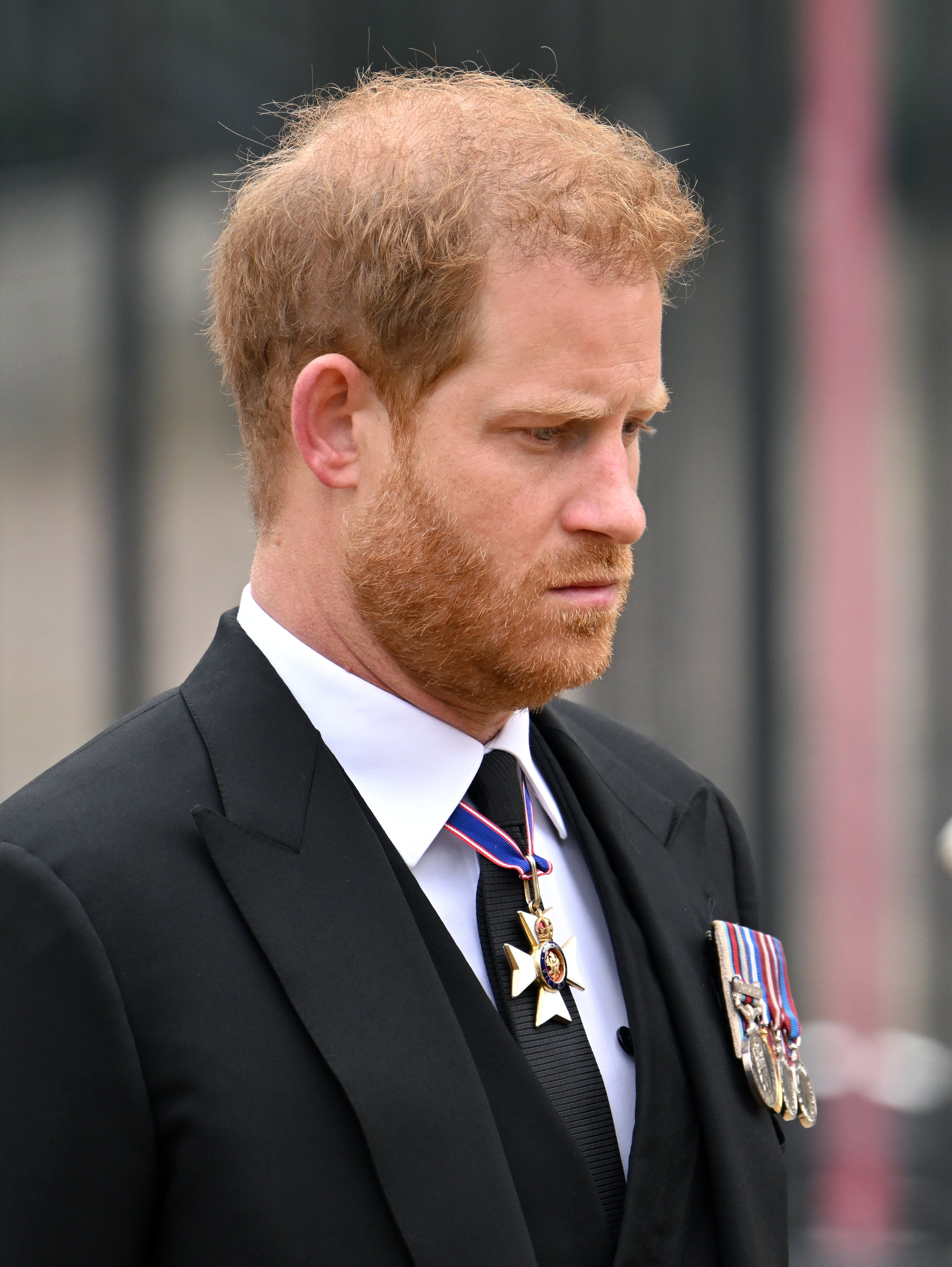 Prince Harry, Duke of Sussex at the State Funeral of Queen Elizabeth II at Westminster Abbey on September 19, 2022 in London, England. | Source: Getty Images