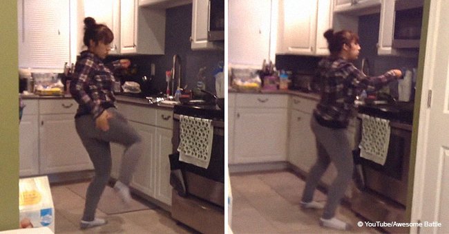 Son caught mom dancing while cooking and it's pure gold