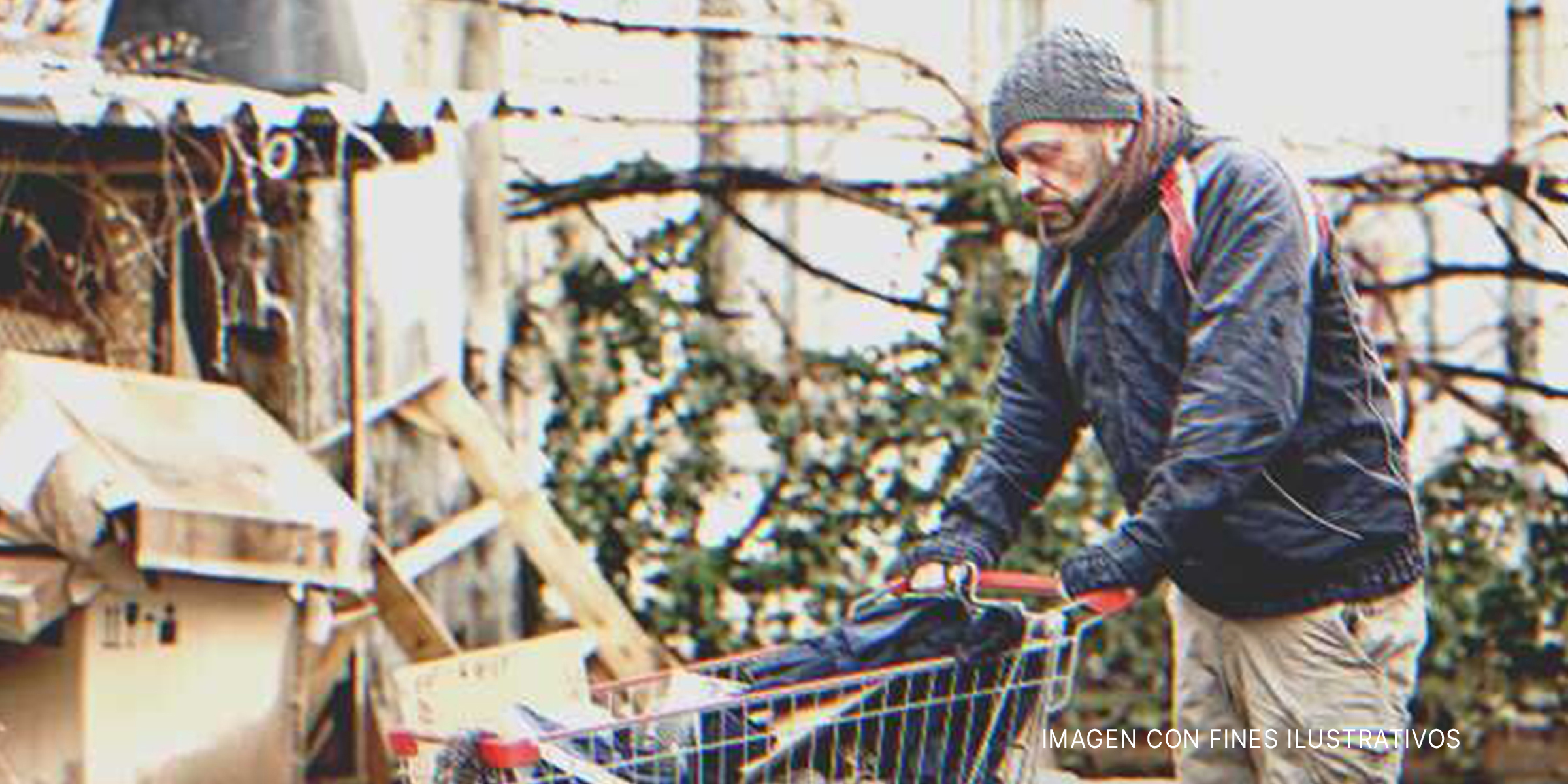 Vagabundo empujando un carrito de supermercado. | Foto: Shutterstock