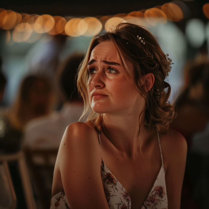 A sad woman at a wedding | Source: Midjourney