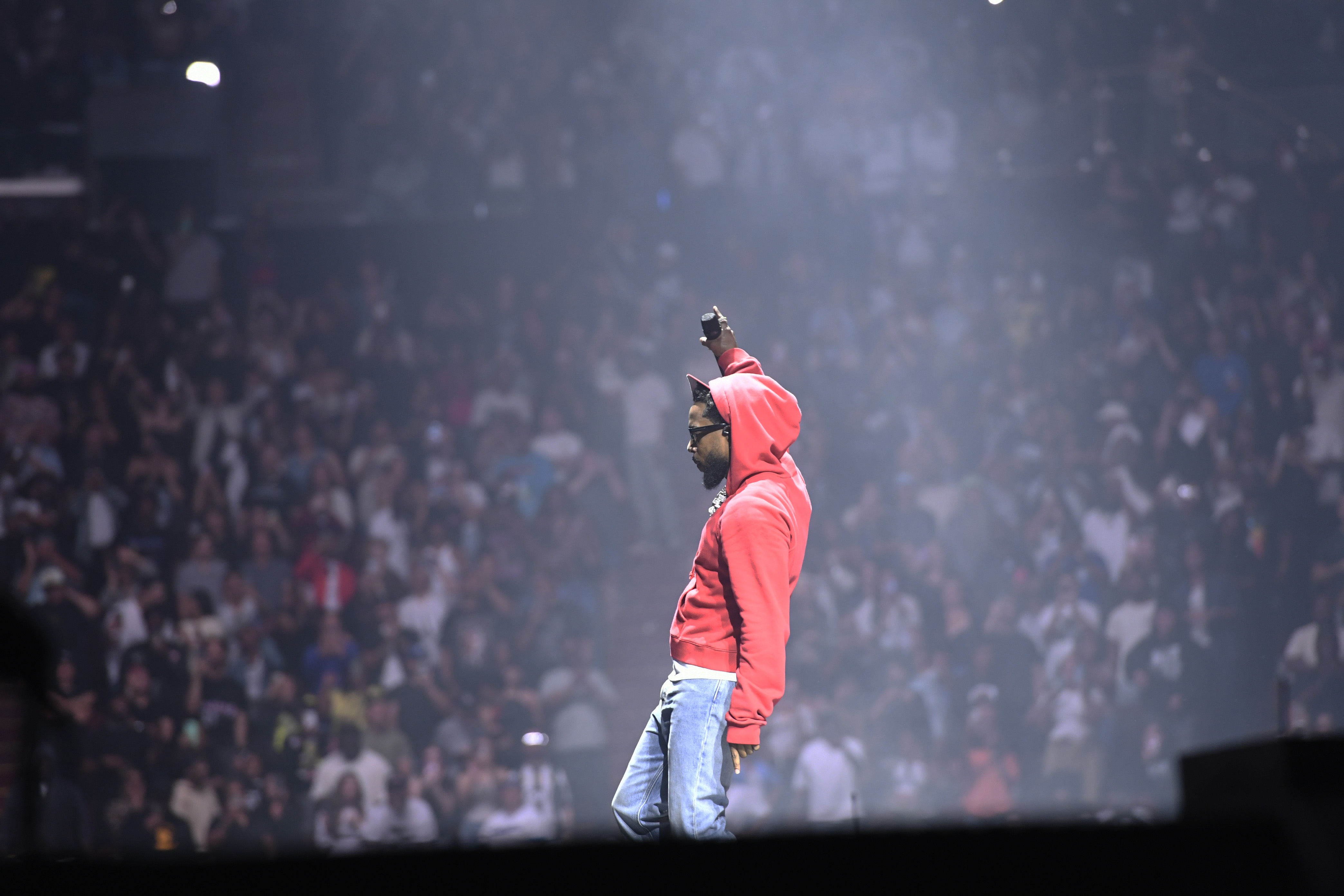 Kendrick Lamar performing during The Pop Out – Ken & Friends event in Inglewood, California on June 19, 2024. | Source: Getty Images