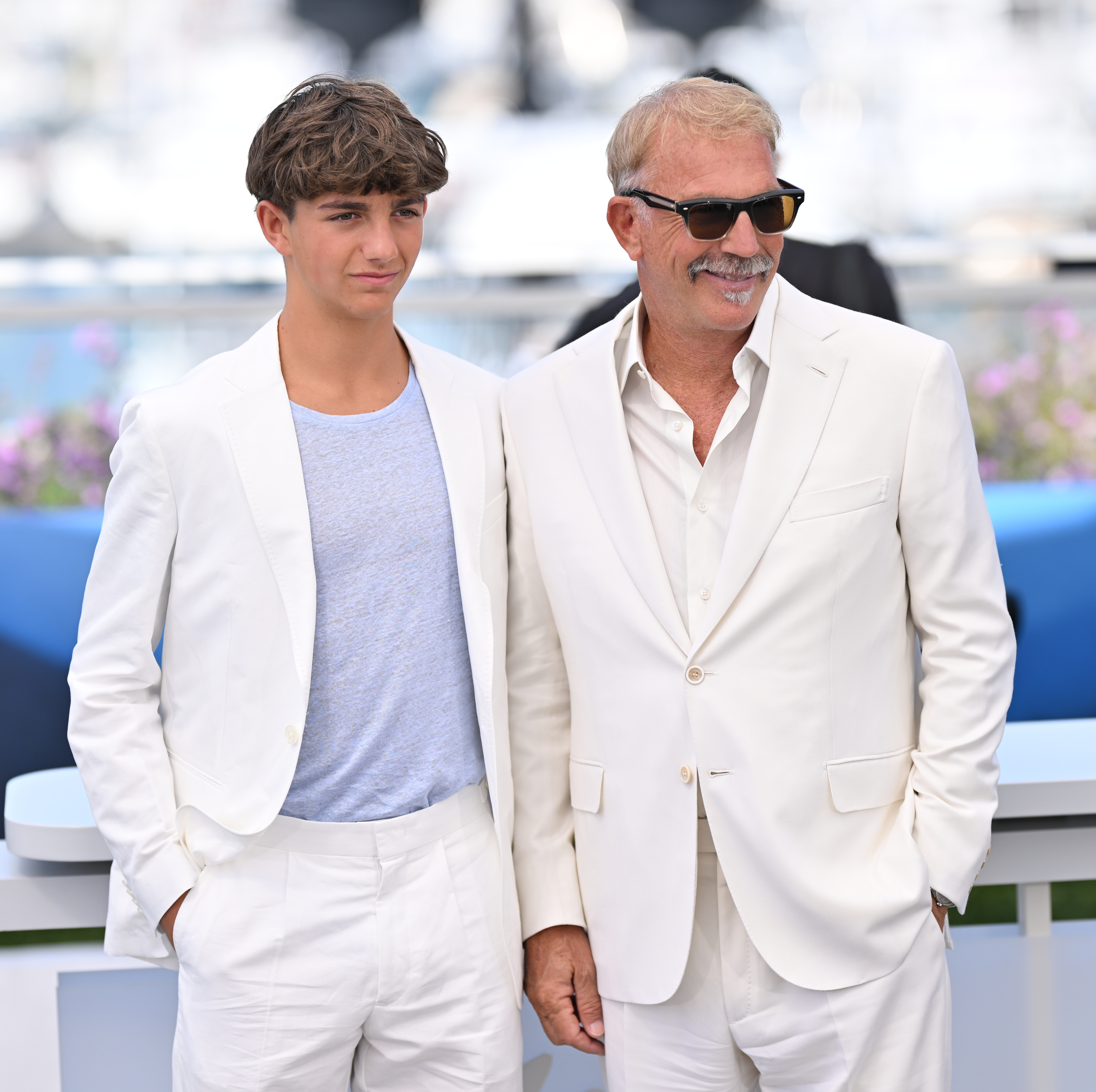 Kevin Costner and Hayes Costner at the Cannes Film Festival in Cannes, France on May 19, 2024 | Source: Getty Images