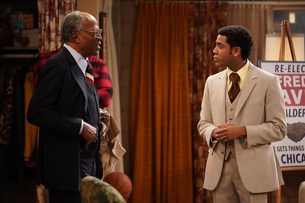 John Amos and Jharrel Jerome live on the set of 'Good Times' | Photo: Getty Images