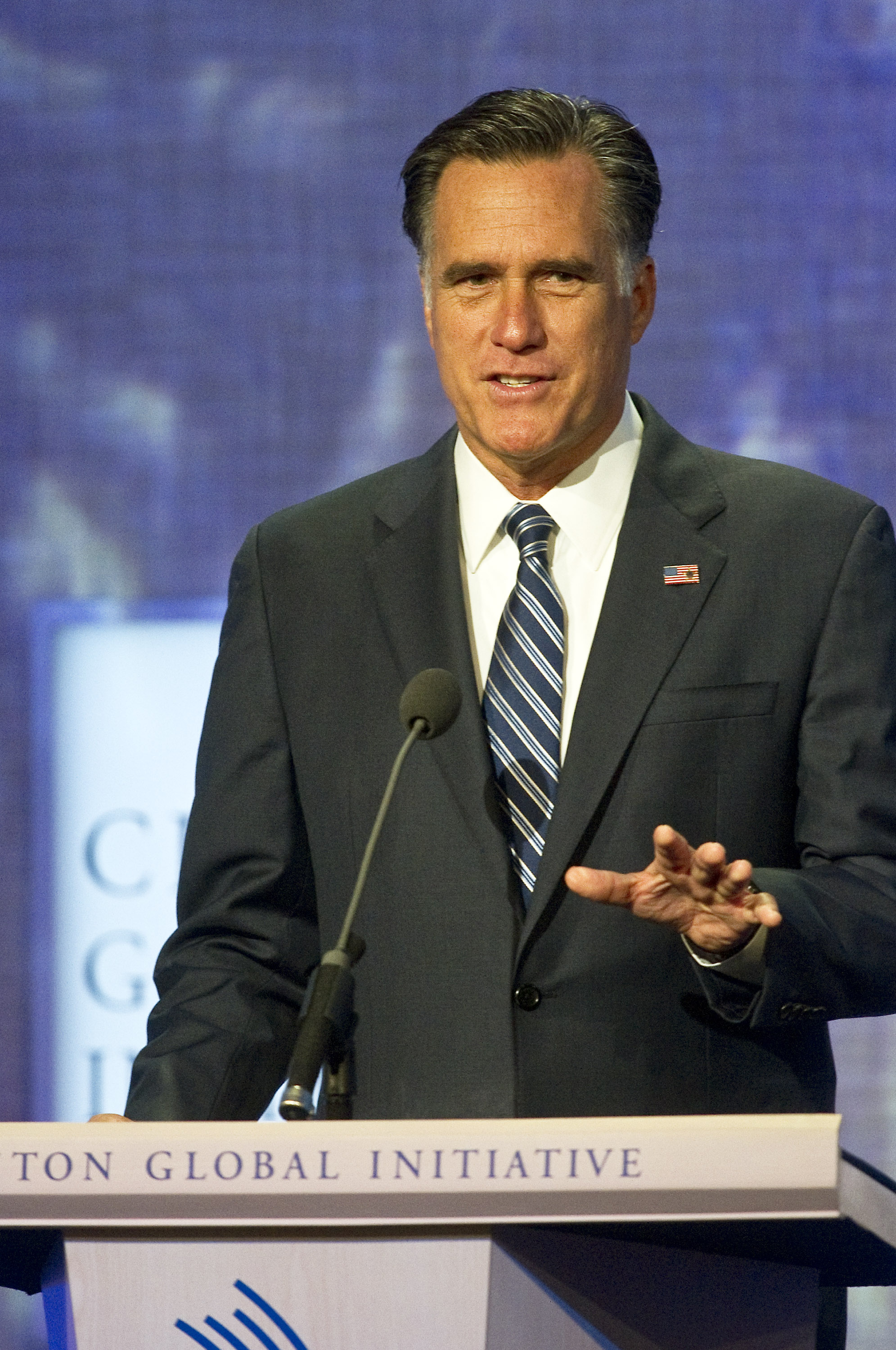 Former U.S. Senator Mitt Romney speaking at the Clinton Global Initiative event in New York City on September 25, 2012. | Source: Getty Images