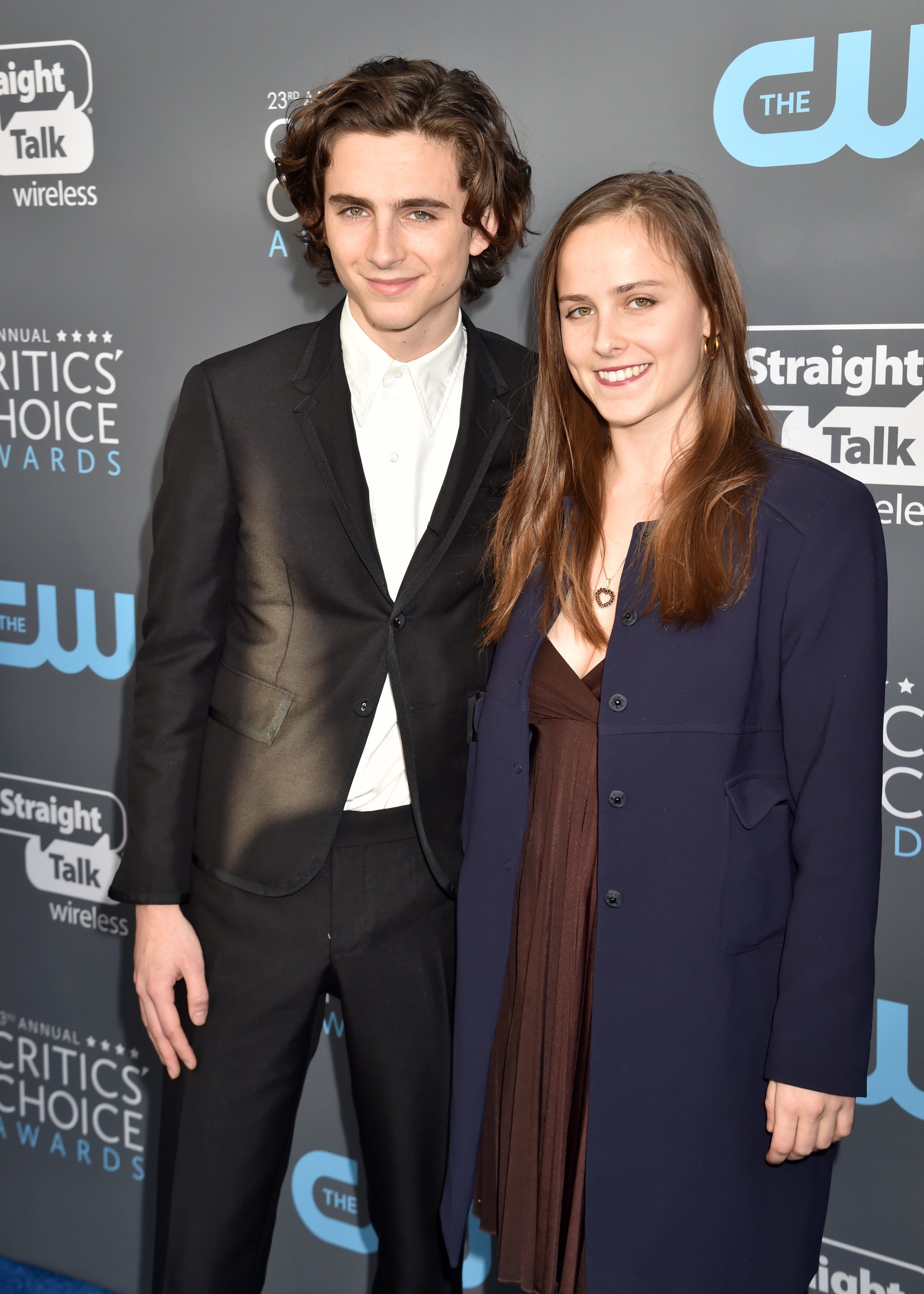 Timothée Chalamet and his sister Pauline Chalamet attend The 23rd Annual Critics' Choice Awards at Barker Hangar on January 11, 2018, in Santa Monica, California. | Source: Getty Images