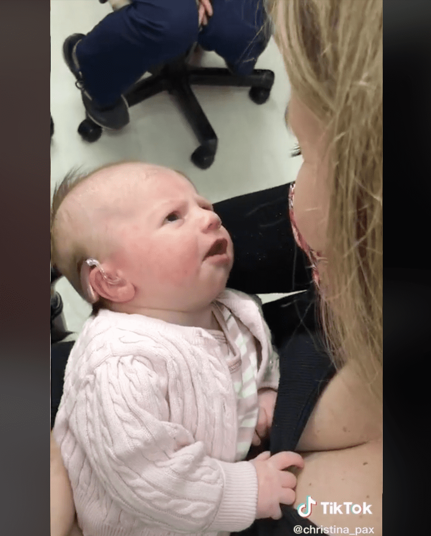 Baby Riley's reaction on hearing her mom's voice for the first time. | Source: tiktok.com/@christina_pax