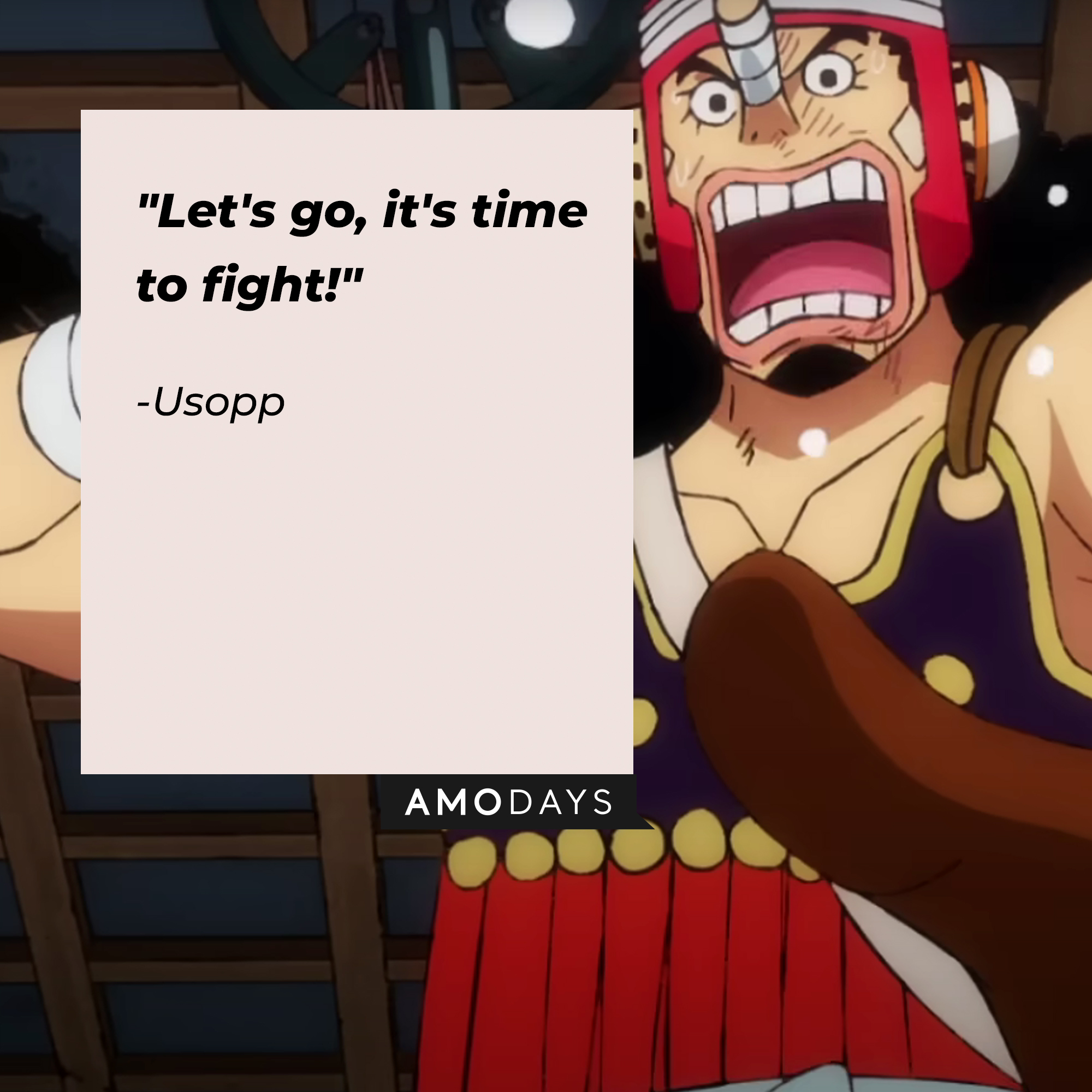 Usopp, with his quote: "Let's go; it's time to fight!" | Source: facebook.com/onepieceofficial