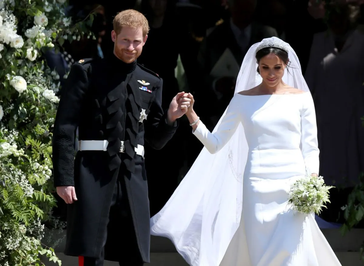 Prinz Harry und Meghan Markle verlassen nach ihrer Hochzeit die St George's Chapel am Windsor Castle am 19. Mai 2018 | Quelle: Getty Images