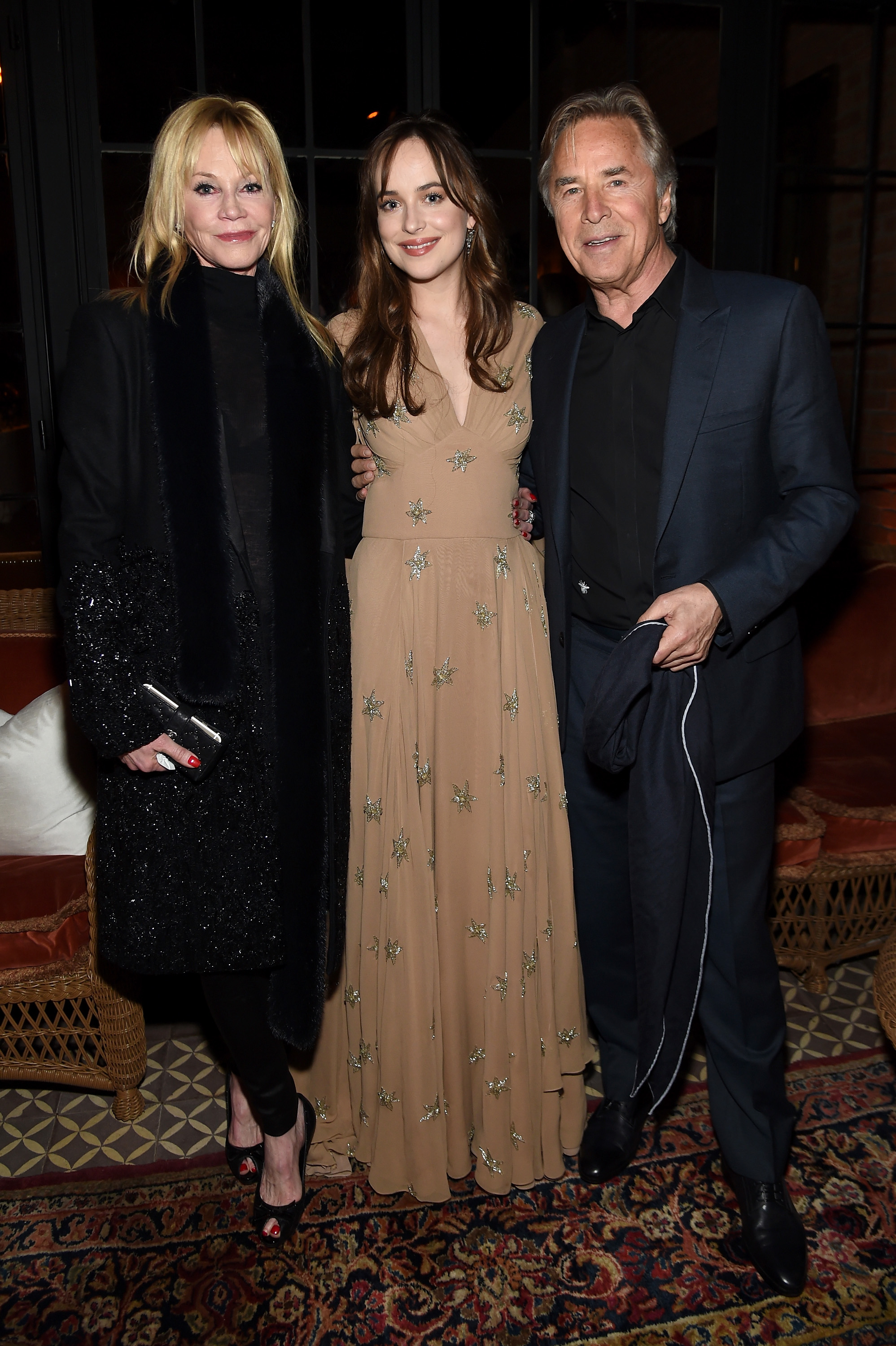 Melanie Griffith, Dakota Johnson, and Don Johnson attend the after-party for the premiere of "How To Be Single" in New York City on February 3, 2016 | Source: Getty Images