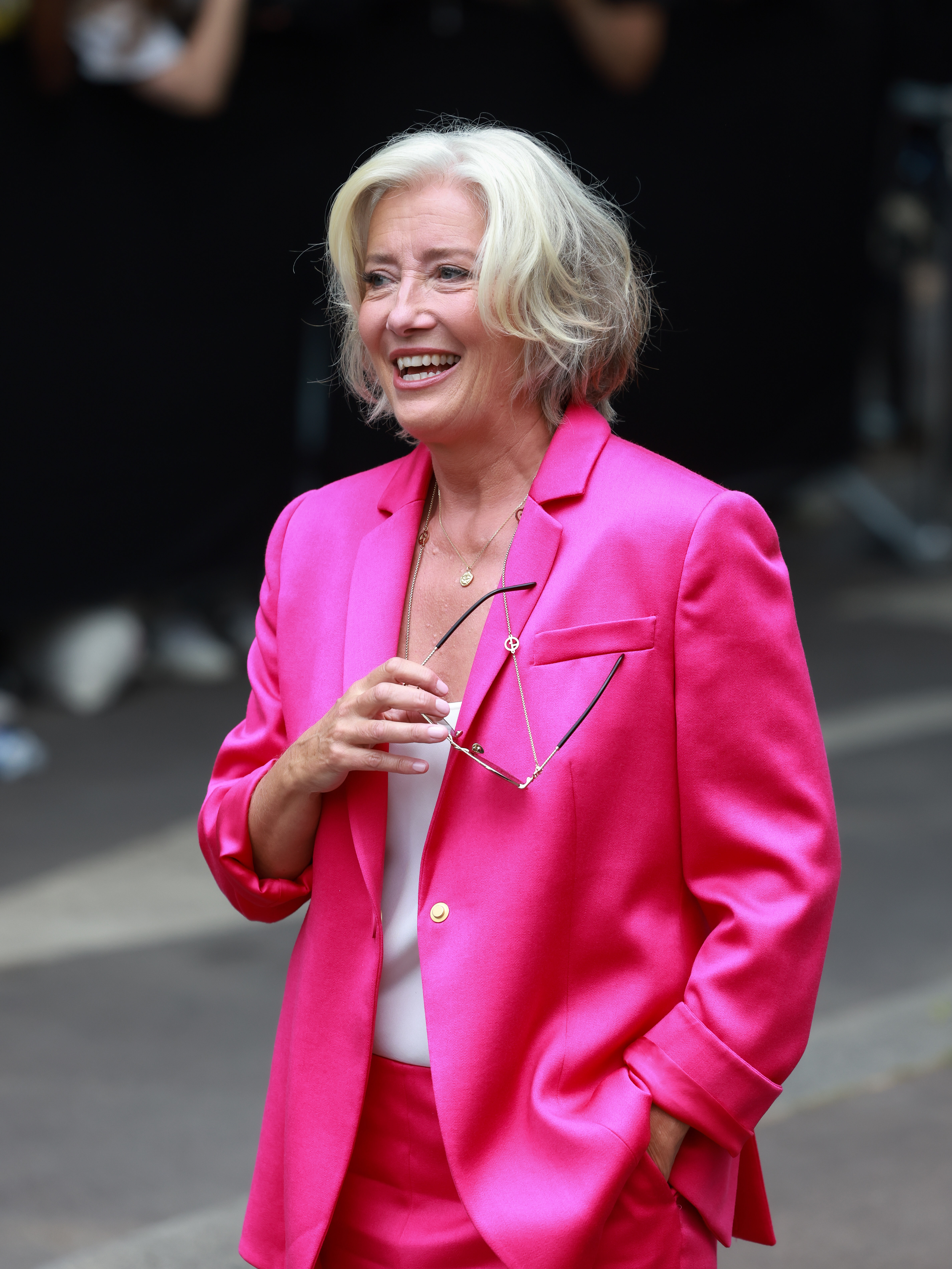 Emma Thompson at the Giorgio Armani Privé Haute Couture Fall/Winter 2023/2024 show as part of Paris Fashion Week on July 4, 2023, in France. | Source: Getty Images