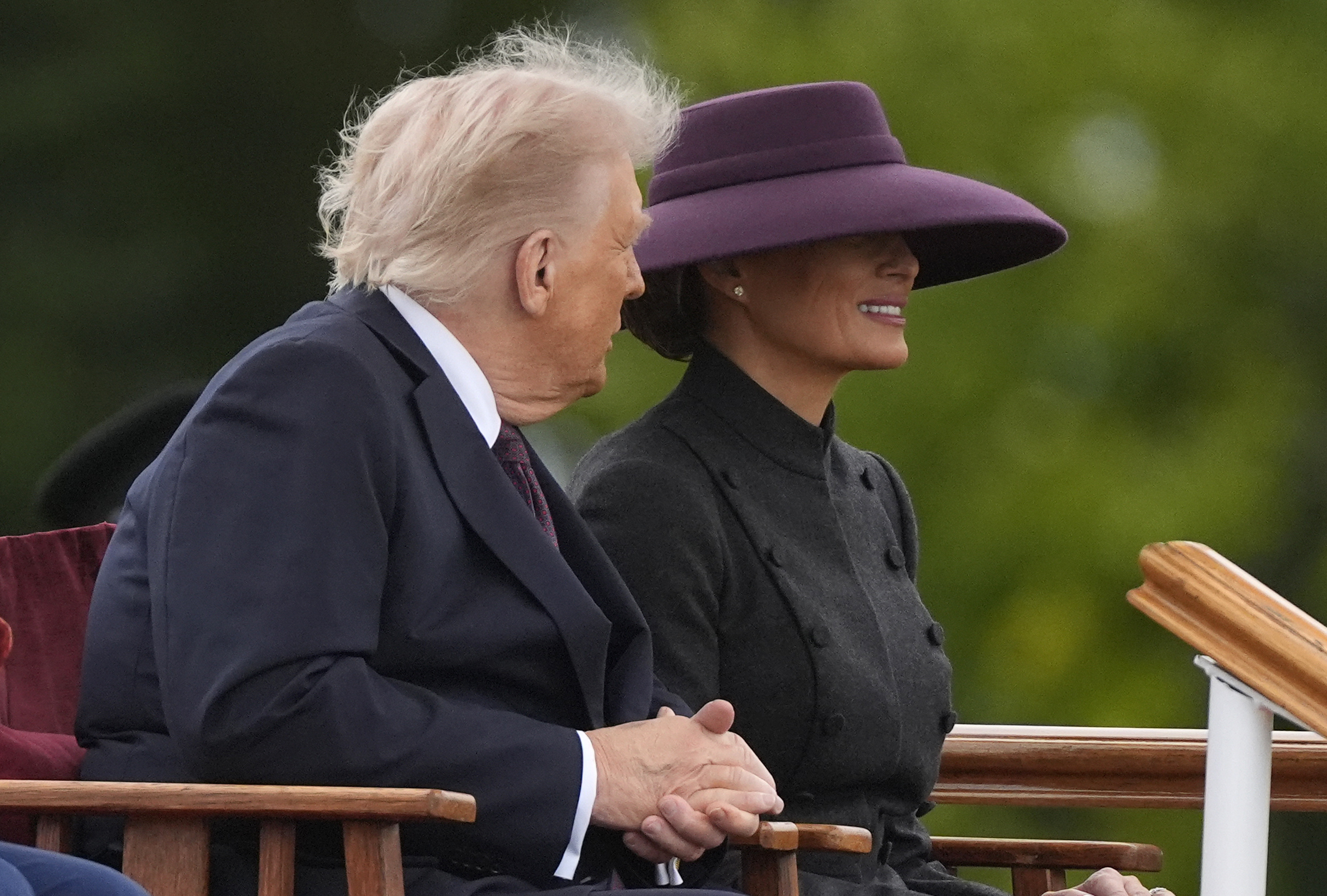 US President Donald Trump and US First Lady Melania watch the Beating Retreat military ceremony at Windsor Castle, England on September 17, 2025 | Source: Getty Images