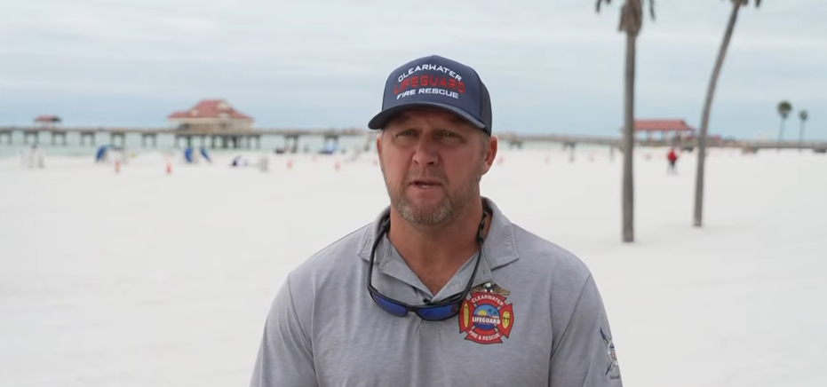 A lifeguard from the Clearwater Fire Rescue, from a new report dated January 14, 2026 | Source: YouTube/10 Tampa Bay News