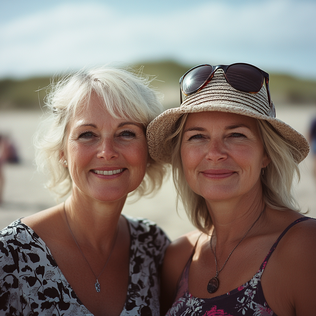 Two women enjoying the beach | Source: Midjourney