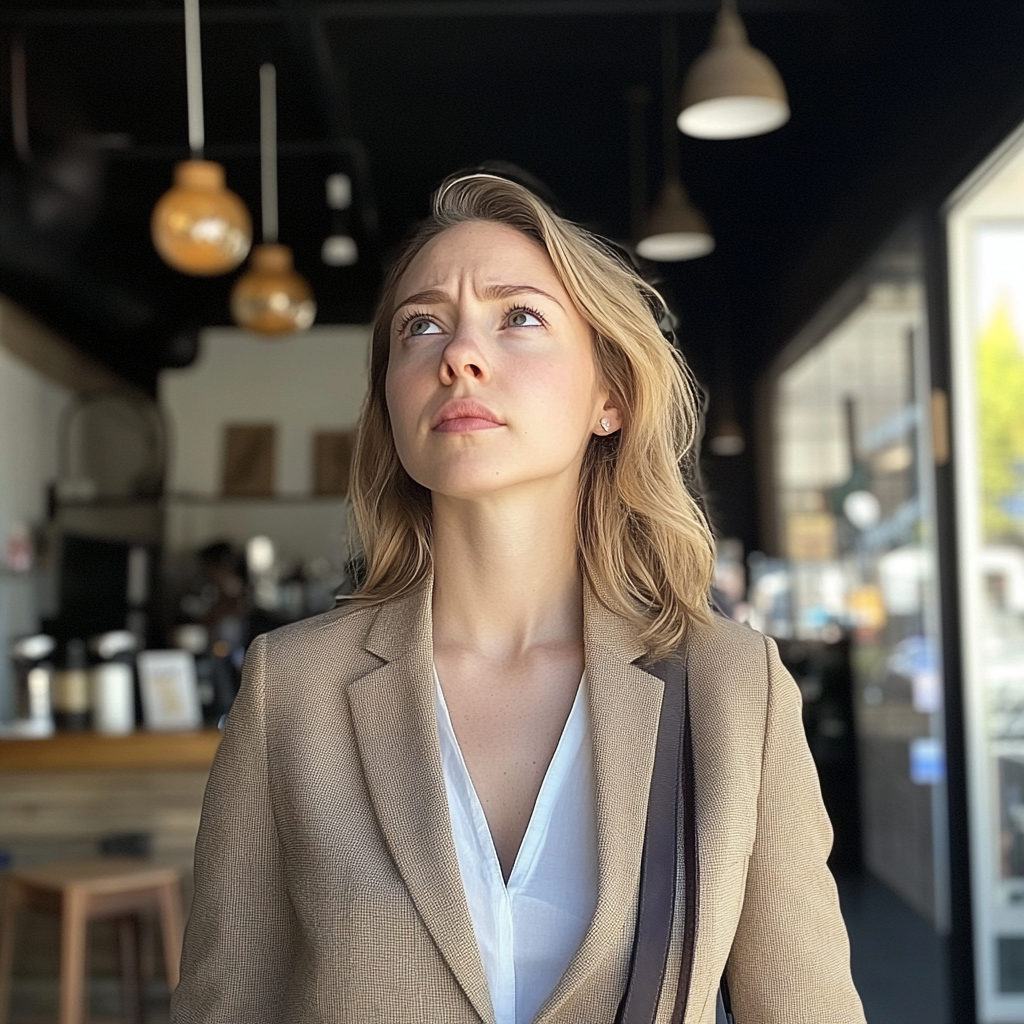 A woman at a café | Source: Midjourney