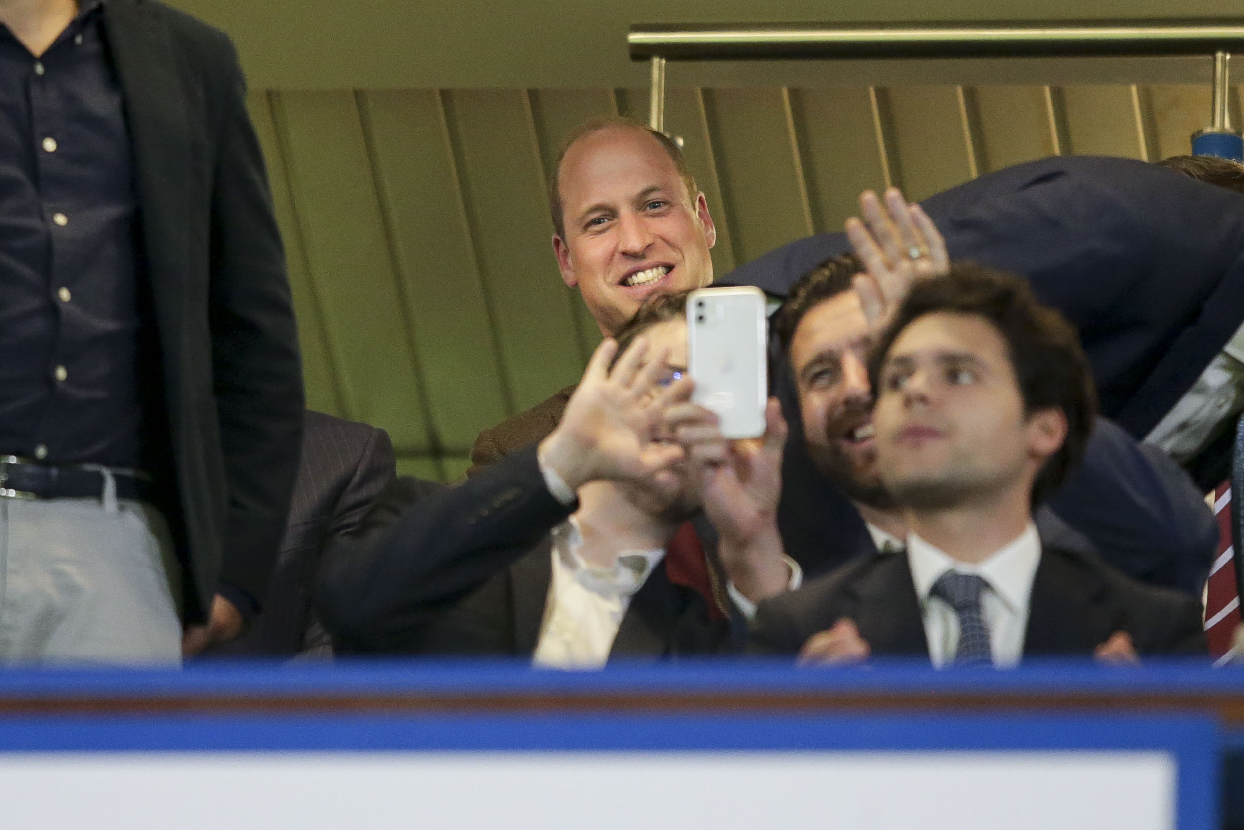 Prince William smiles for an Aston Villa fan, during the Carabao Cup Third Round match between Chelsea and Aston Villa on September 22, 2021, in London, England | Source: Getty Images