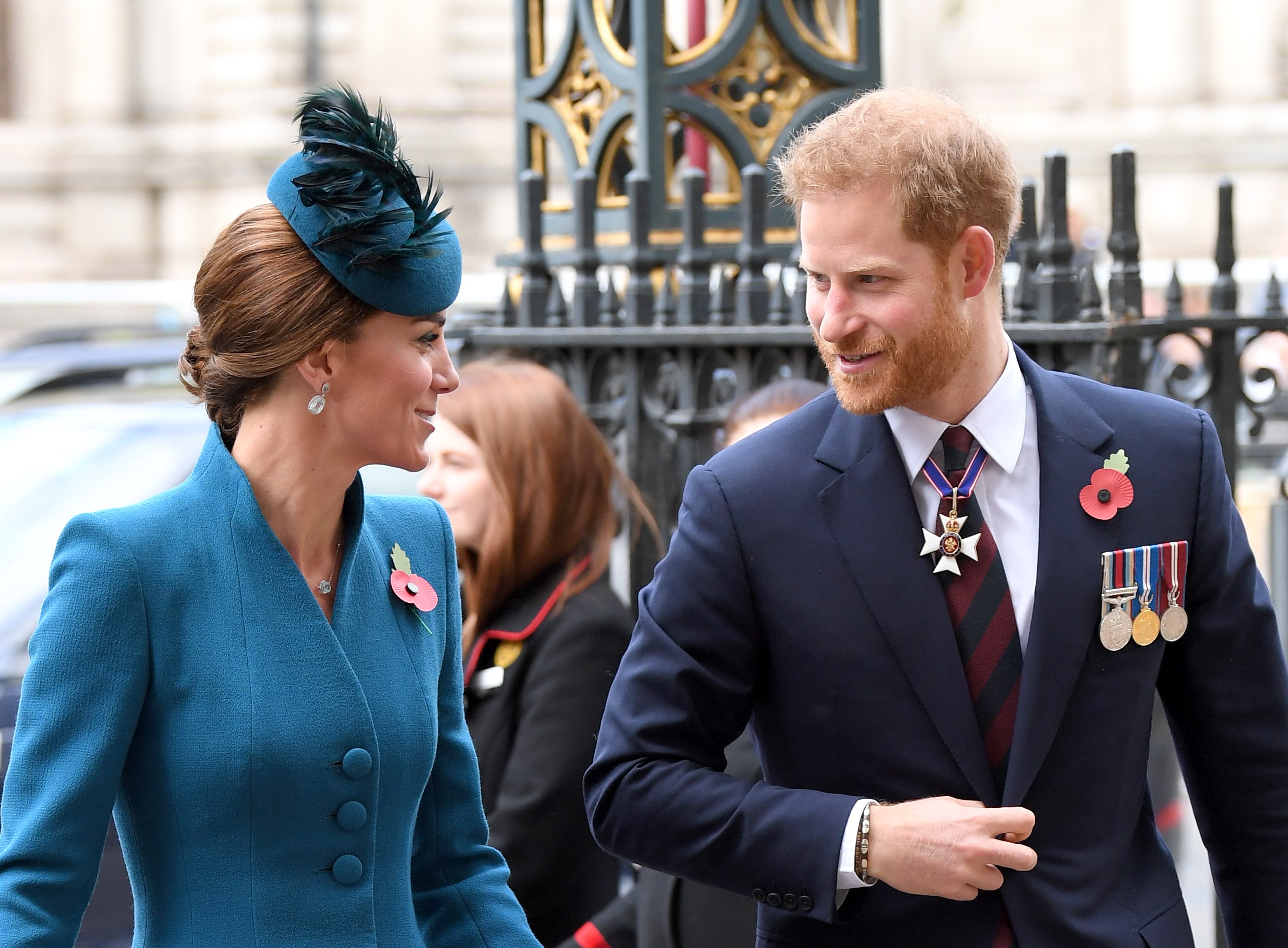 Kate Middleton and Prince Harry during the ANZAC Day Service of Commemoration and Thanksgiving at Westminster Abbey on April 25, 2019 in London, United Kingdom. | Source: Getty Images