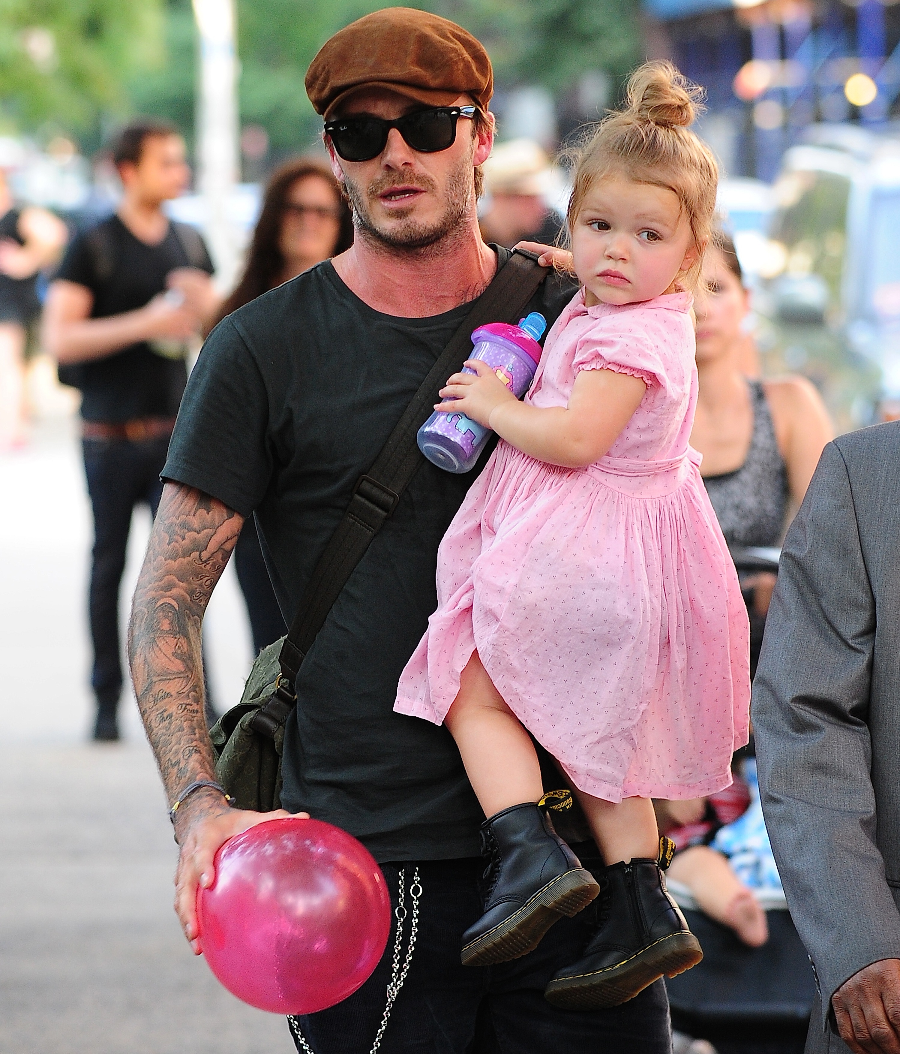 David and Harper Beckham at Vesuvio Playground in Soho on September 10, 2013 in New York City | Source: Getty Images