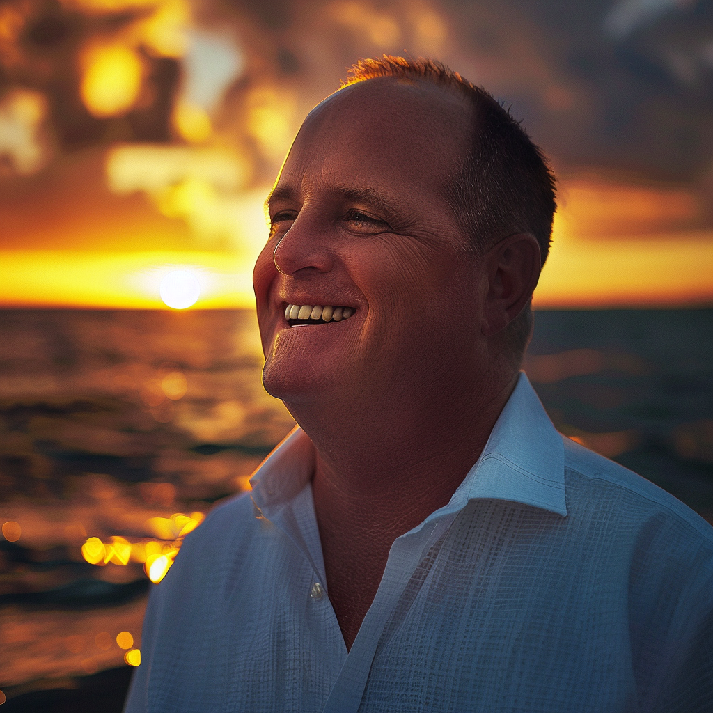 A man laughing on the beach | Source: Midjourney