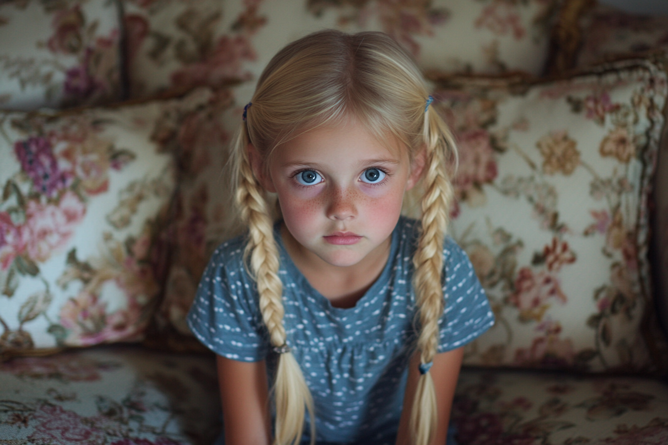 A girl sitting on a sofa | Source: Midjourney